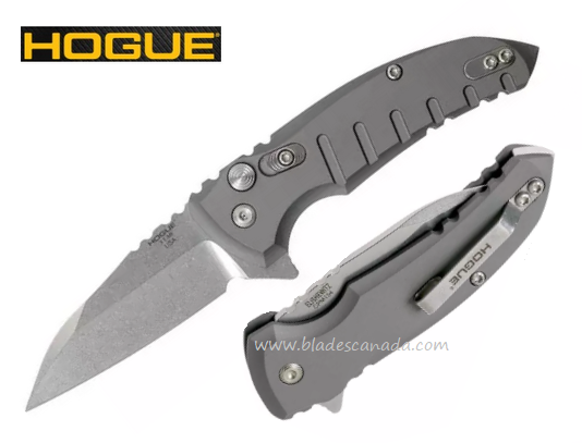 Hogue X1-MicroFlip Flipper Folding Knife, 154CM Wharncliffe, Aluminum Grey, 24162